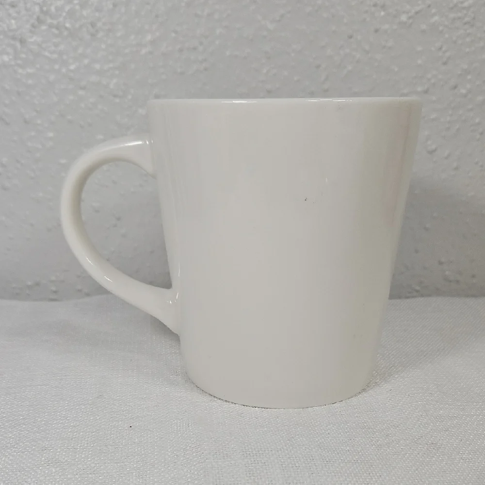 Williams Sonoma White Clockpunk Ceramic Mug with Black Buoyant Balloons